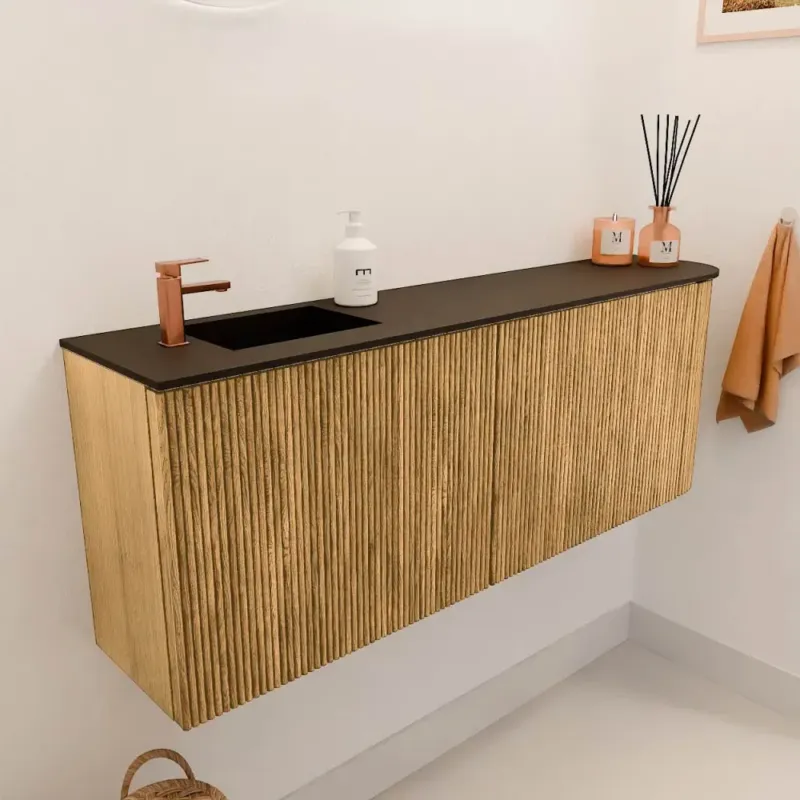 Mondiaz Joya 110cm toiletmeubel ronding rechts oak met wastafel faye links 1 kraangat urban Goedkoop