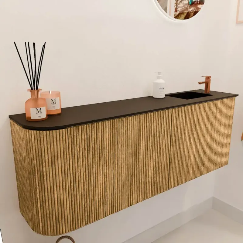 Exclusieve Aanbieding Mondiaz Joya 110cm toiletmeubel ronding links oak met wastafel faye rechts 1 kraangat urban