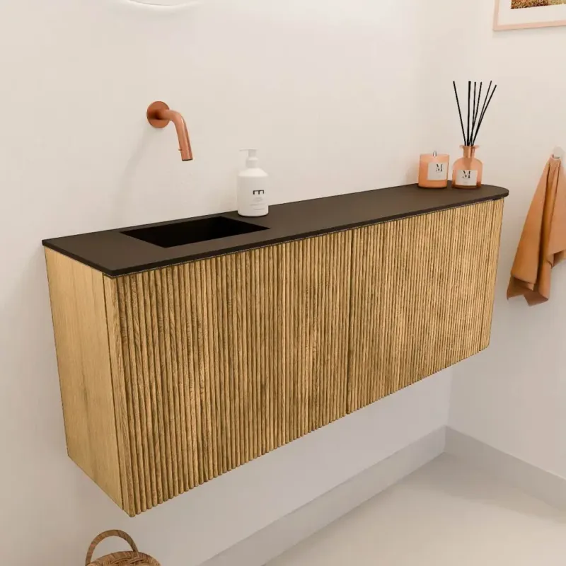 Mondiaz Joya 110cm toiletmeubel ronding rechts oak met wastafel faye links zonder kraangat urban Favoriet