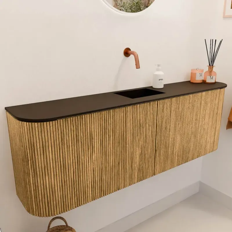 Veilige Betaling Mondiaz Joya 125cm toiletmeubel ronding links/rechts oak met wastafel faye midden zonder kraangat urban