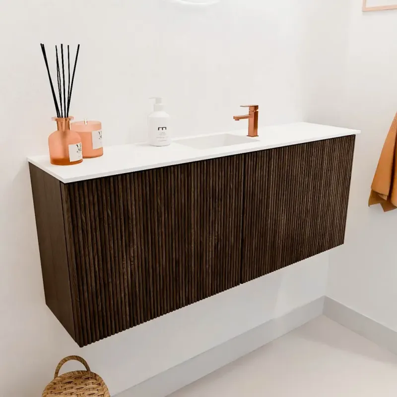 Bestseller Mondiaz Joya 100cm toiletmeubel walnut met wastafel faye midden 1 kraangat talc