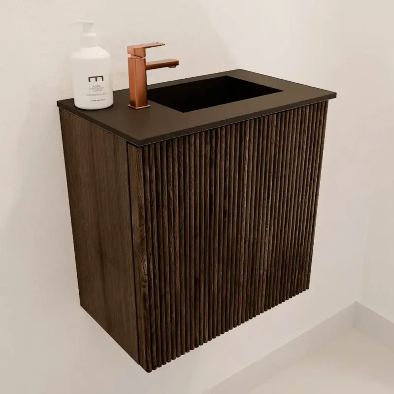 Mondiaz Joya 40cm toiletmeubel walnut met wastafel faye rechts 1 kraangat urban Bestseller