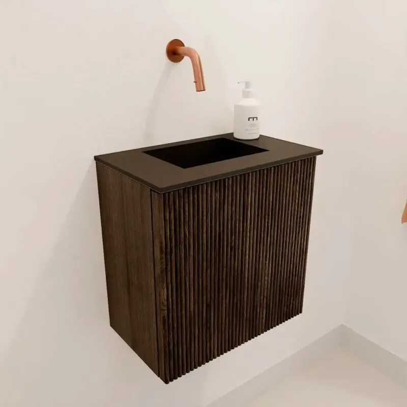 Alleen Vandaag Mondiaz Joya 40cm toiletmeubel walnut met wastafel faye midden zonder kraangat urban
