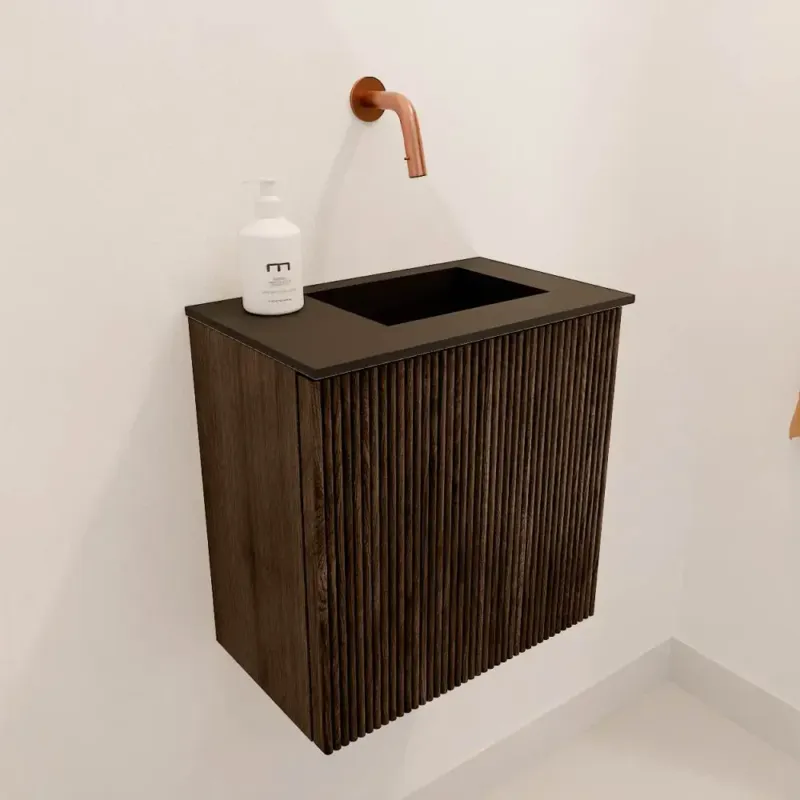Mondiaz Joya 40cm toiletmeubel walnut met wastafel faye rechts zonder kraangat urban Speciale Aanbieding