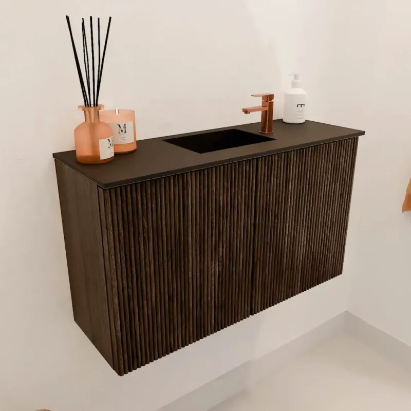 Mondiaz Joya 70cm toiletmeubel walnut met wastafel faye midden 1 kraangat urban Betaalbaar