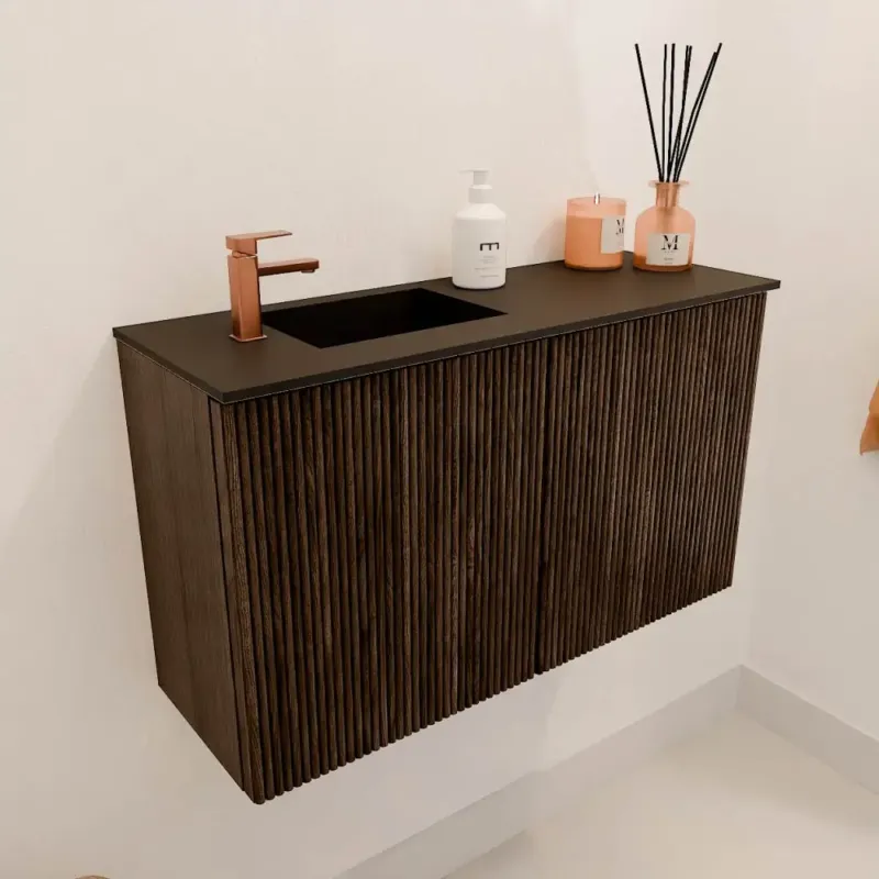 Populair Mondiaz Joya 70cm toiletmeubel walnut met wastafel faye links 1 kraangat urban