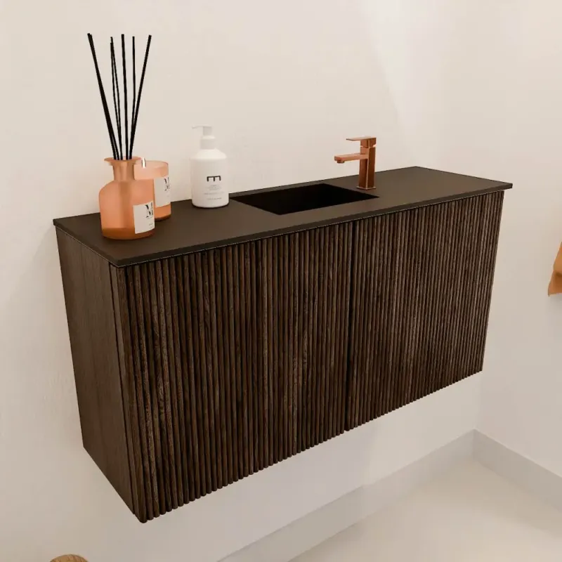 Laatste Kans Mondiaz Joya 80cm toiletmeubel walnut met wastafel faye midden 1 kraangat urban