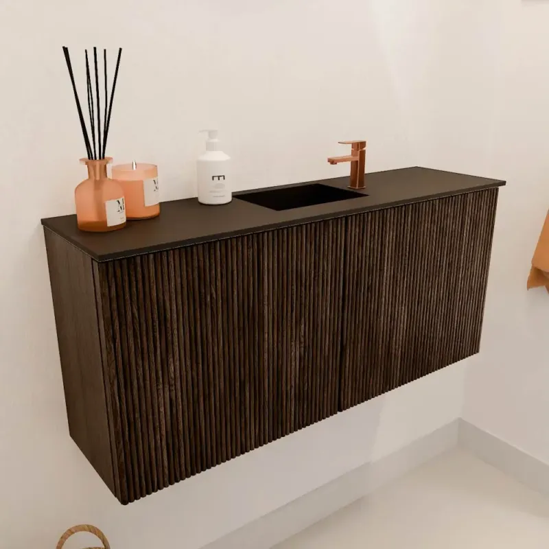 Mondiaz Joya 90cm toiletmeubel walnut met wastafel faye midden 1 kraangat urban Must-Have