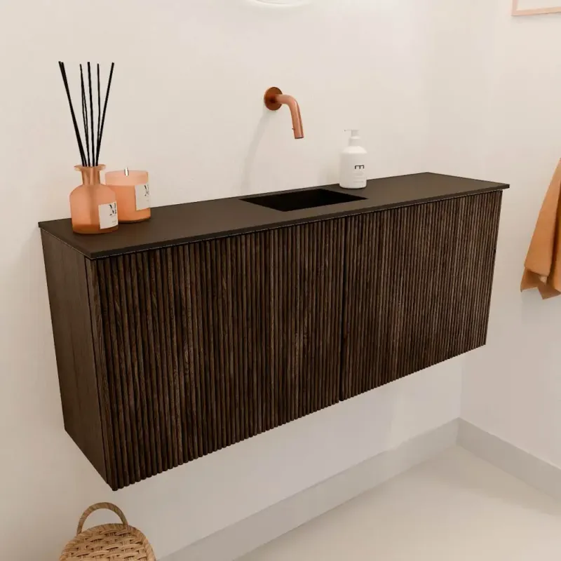 Mondiaz Joya 100cm toiletmeubel walnut met wastafel faye midden zonder kraangat urban Koop Online