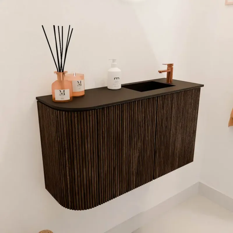 Koop Online Mondiaz Joya 70cm toiletmeubel ronding links walnut met wastafel faye rechts 1 kraangat urban
