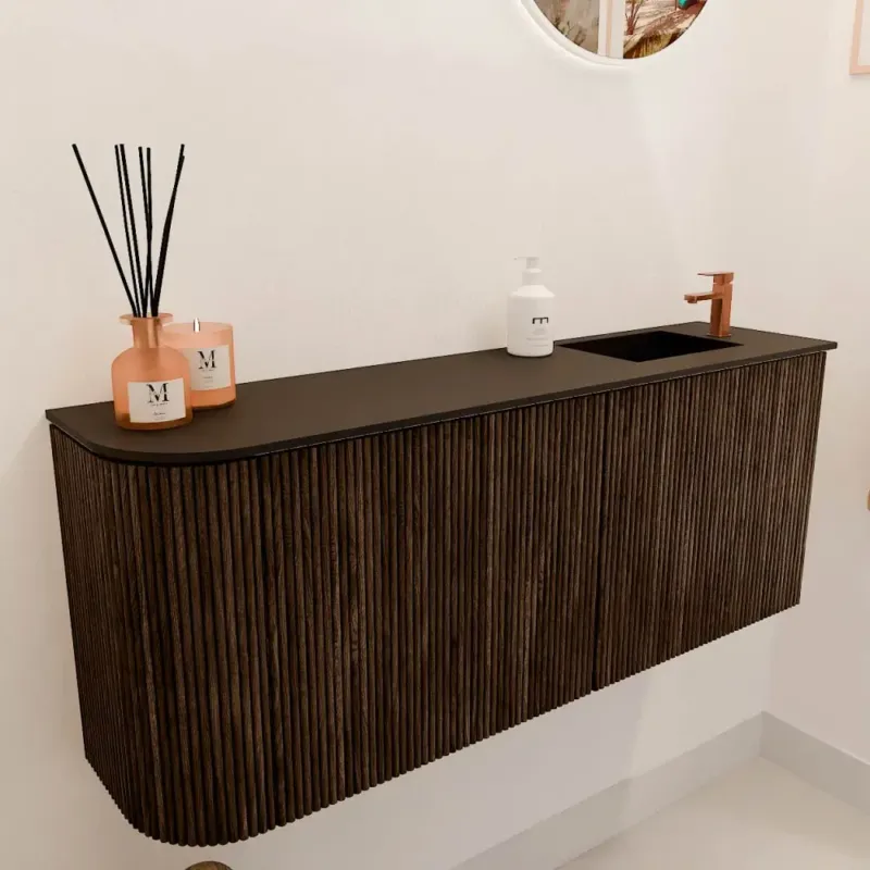 Mondiaz Joya 100cm toiletmeubel ronding links walnut met wastafel faye rechts 1 kraangat urban Koop Online