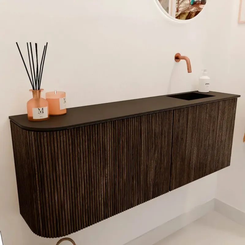 Populair Mondiaz Joya 110cm toiletmeubel ronding links walnut met wastafel faye rechts zonder kraangat urban