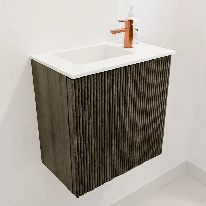 Alleen Vandaag Mondiaz Joya 40cm toiletmeubel shadow met wastafel faye links 1 kraangat talc