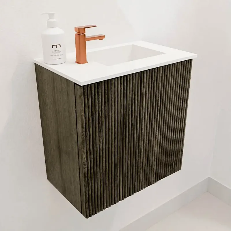 Exclusieve Aanbieding Mondiaz Joya 40cm toiletmeubel shadow met wastafel faye rechts 1 kraangat talc