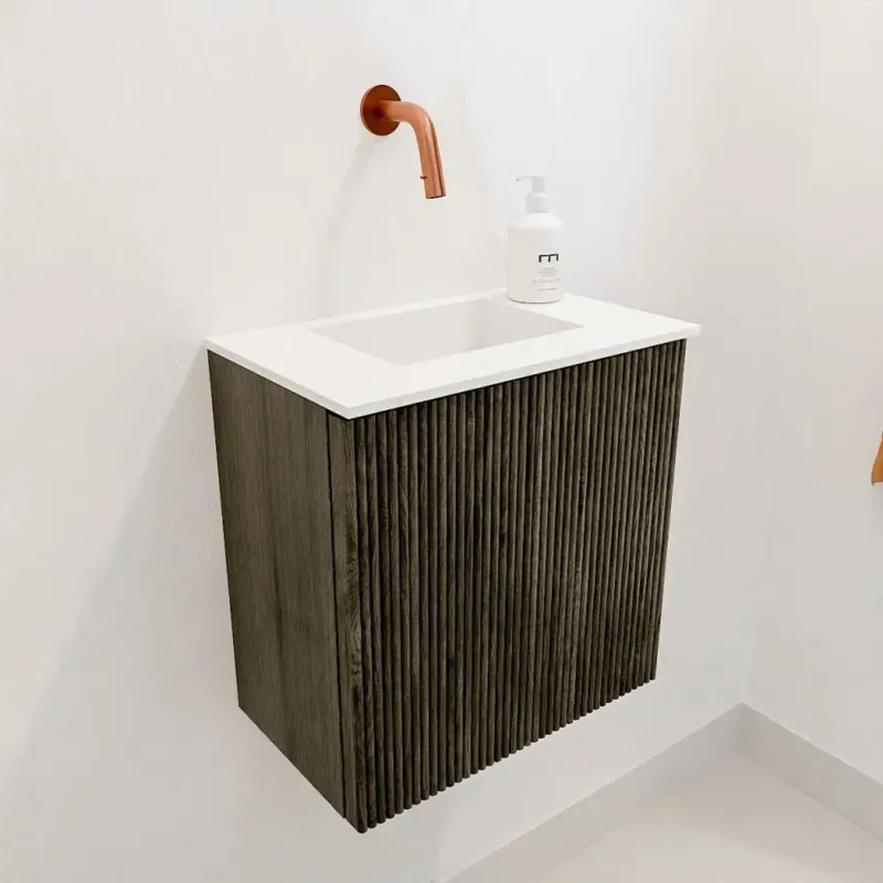 Mondiaz Joya 40cm toiletmeubel shadow met wastafel faye midden zonder kraangat talc Actieprijs