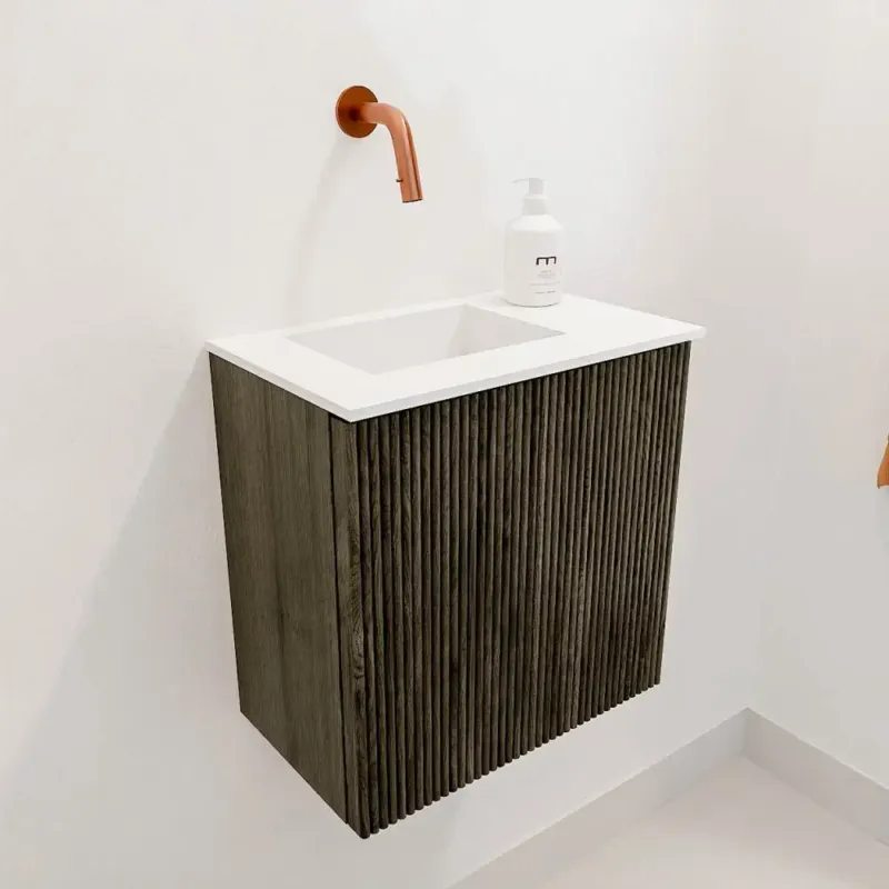 Mondiaz Joya 40cm toiletmeubel shadow met wastafel faye links zonder kraangat talc Gereduceerde Prijs