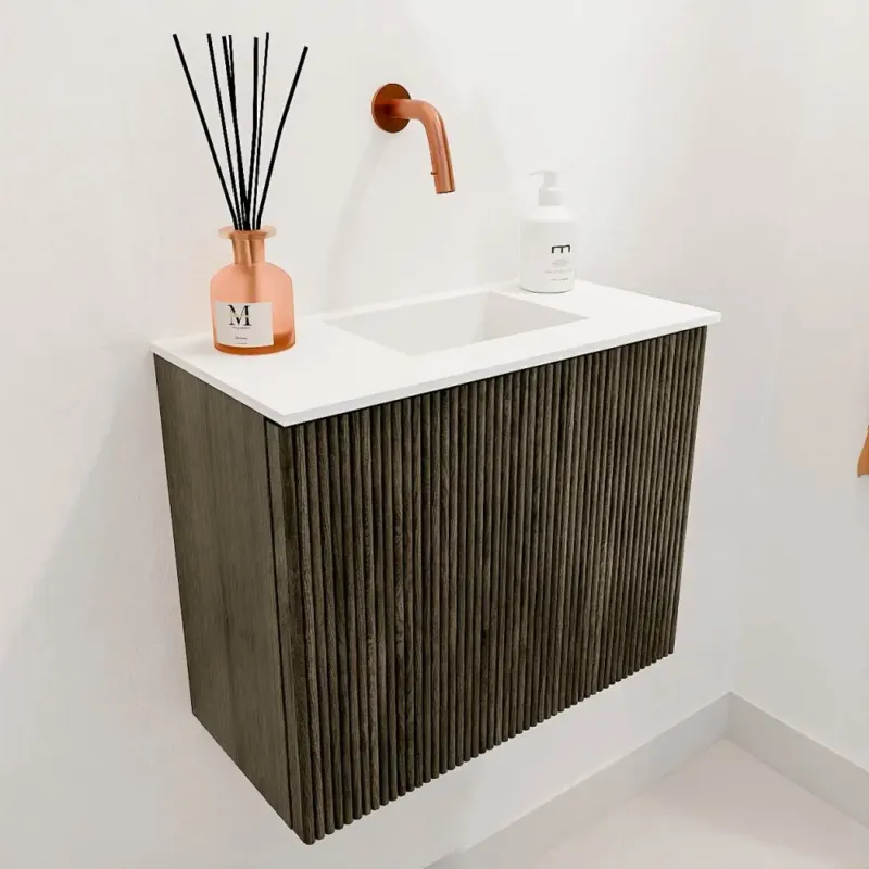 Finale Uitverkoop Mondiaz Joya 50cm toiletmeubel shadow met wastafel faye rechts zonder kraangat talc