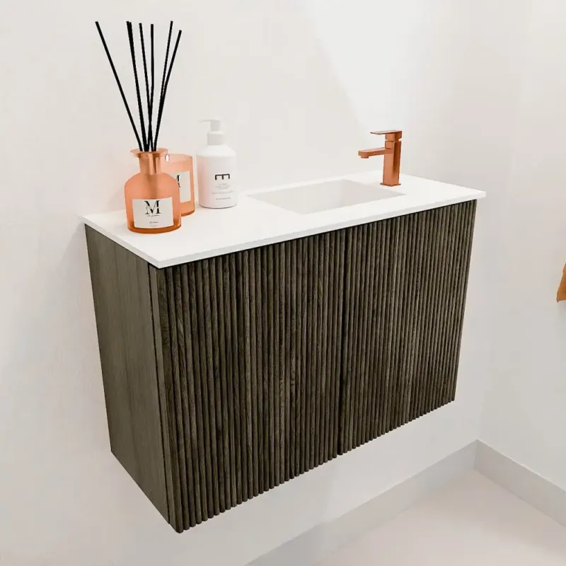 Mondiaz Joya 60cm toiletmeubel shadow met wastafel faye rechts 1 kraangat talc Merkproduct