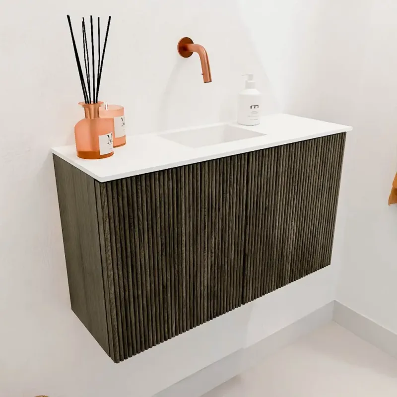 Populair Mondiaz Joya 70cm toiletmeubel shadow met wastafel faye midden zonder kraangat talc