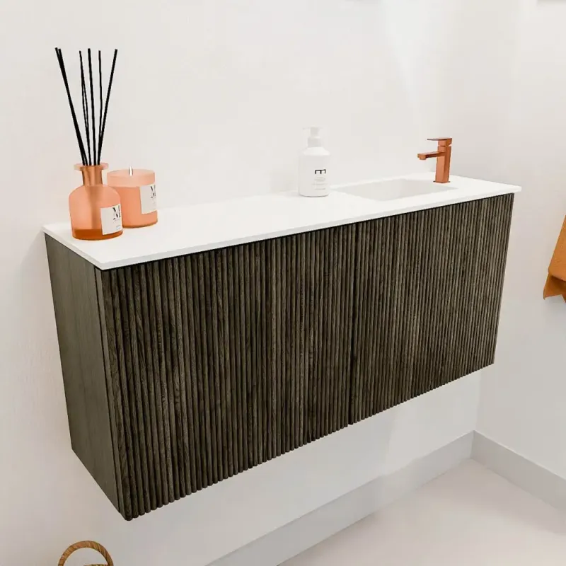 Mondiaz Joya 90cm toiletmeubel shadow met wastafel faye rechts 1 kraangat talc Gereduceerde Prijs