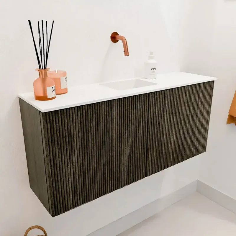 Veilige Betaling Mondiaz Joya 90cm toiletmeubel shadow met wastafel faye midden zonder kraangat talc