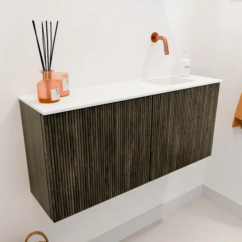 Mondiaz Joya 90cm toiletmeubel shadow met wastafel faye rechts zonder kraangat talc Hoge Kwaliteit