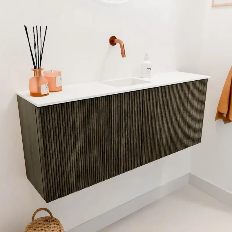 Direct Verzonden Mondiaz Joya 100cm toiletmeubel shadow met wastafel faye midden zonder kraangat talc