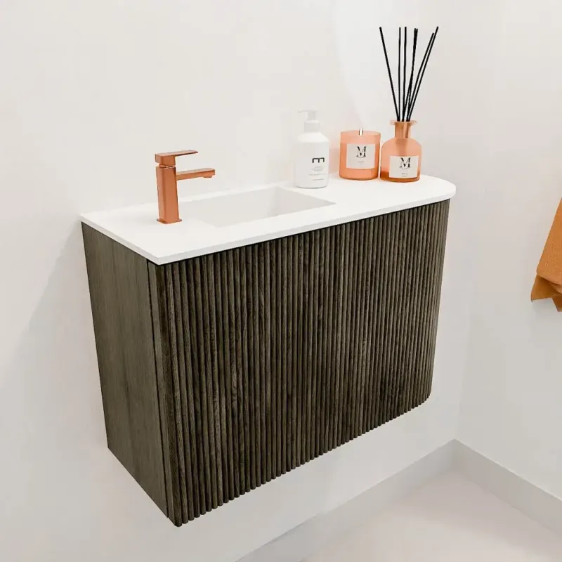 Nu Kopen Mondiaz Joya 60cm toiletmeubel ronding rechts shadow met wastafel faye links 1 kraangat talc