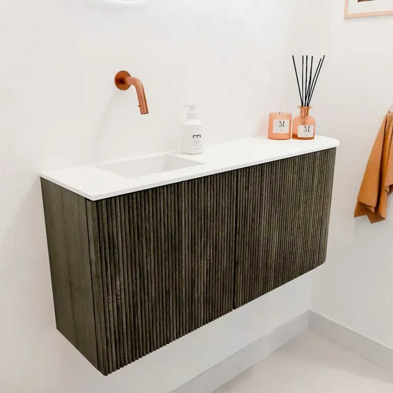 Bestel Nu Mondiaz Joya 90cm toiletmeubel ronding rechts shadow met wastafel faye links zonder kraangat talc
