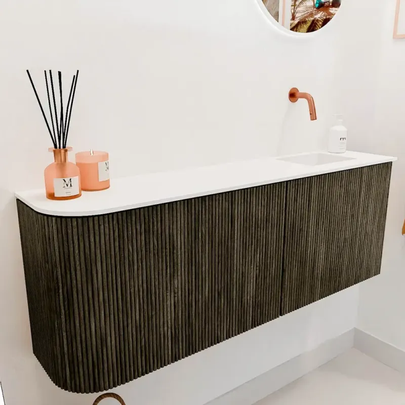 Bestseller Mondiaz Joya 110cm toiletmeubel ronding links shadow met wastafel faye rechts zonder kraangat talc