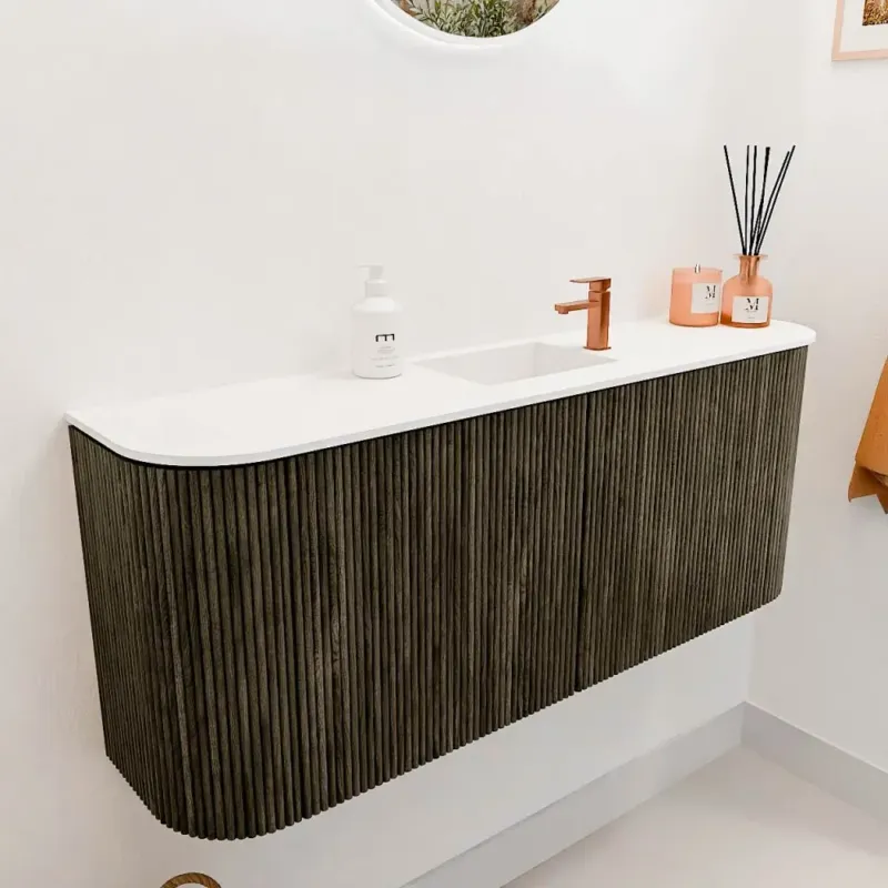 Exclusieve Aanbieding Mondiaz Joya 105cm toiletmeubel ronding links/rechts shadow met wastafel faye midden 1 kraangat talc