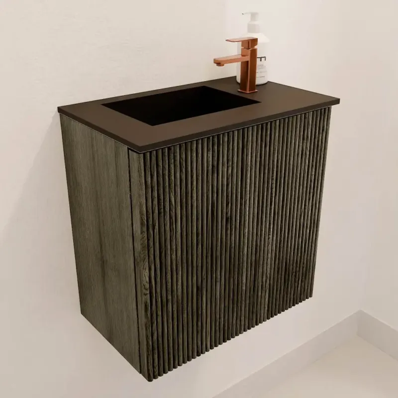 Mondiaz Joya 40cm toiletmeubel shadow met wastafel faye links 1 kraangat urban Betaalbaar