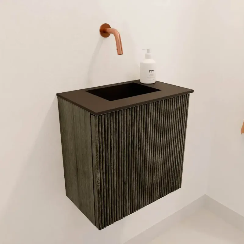 Lage Kosten Mondiaz Joya 40cm toiletmeubel shadow met wastafel faye midden zonder kraangat urban