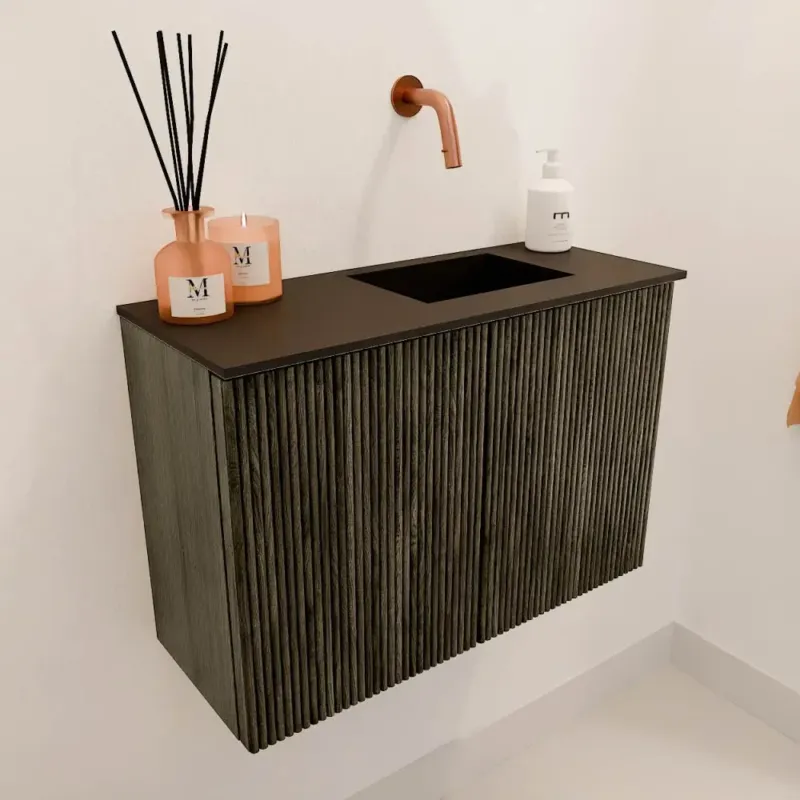 Mondiaz Joya 60cm toiletmeubel shadow met wastafel faye rechts zonder kraangat urban Speciale Aanbieding