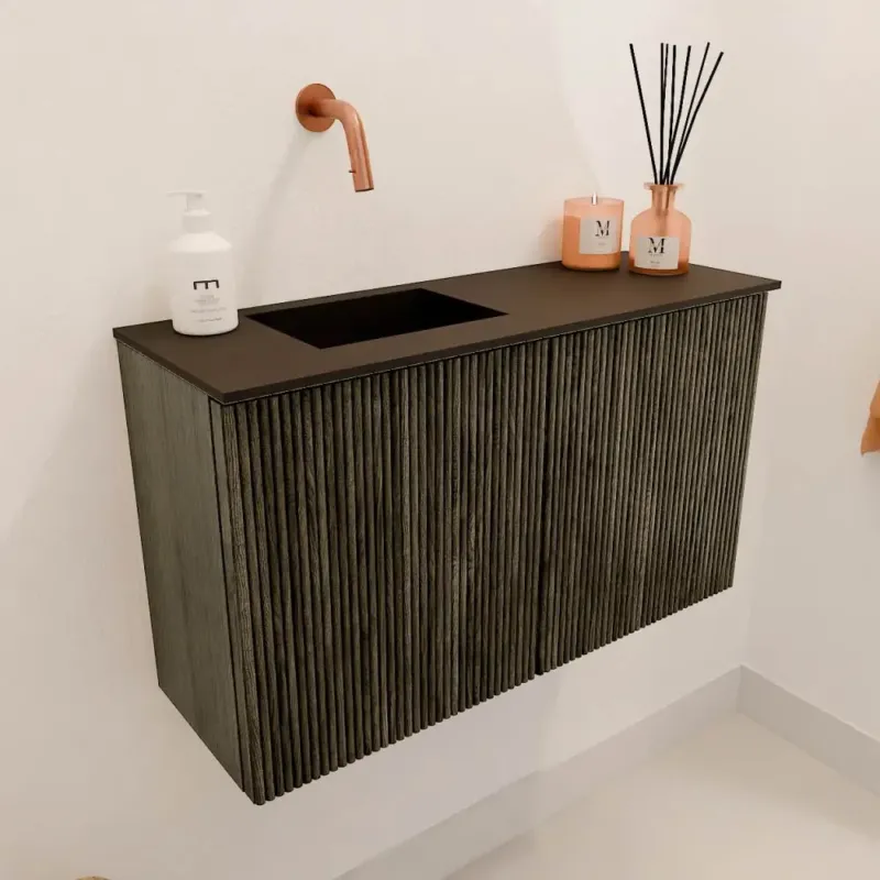 Populair Mondiaz Joya 70cm toiletmeubel shadow met wastafel faye links zonder kraangat urban