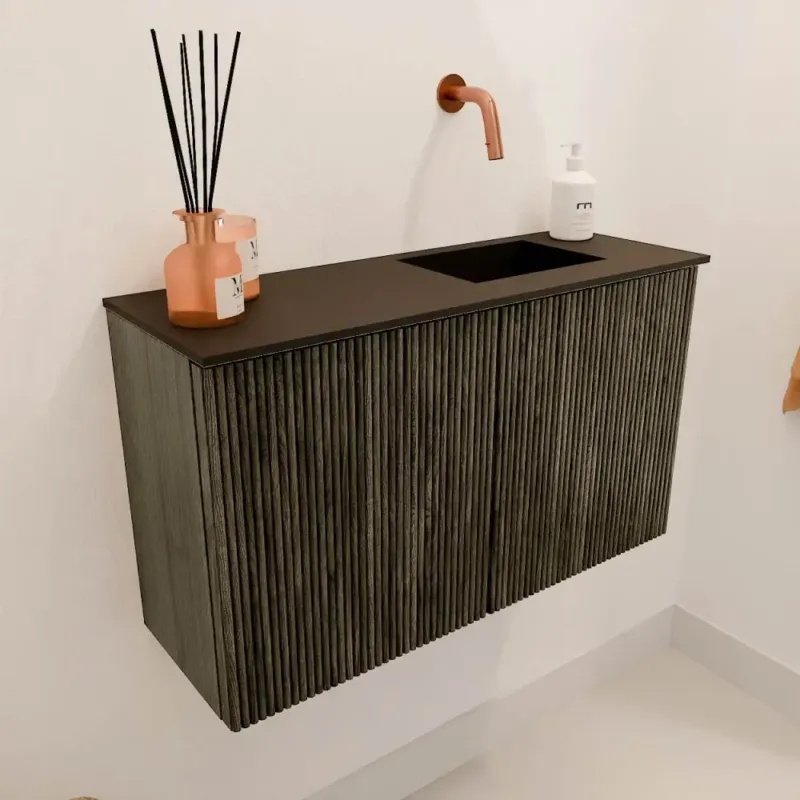Mondiaz Joya 70cm toiletmeubel shadow met wastafel faye rechts zonder kraangat urban Lage Kosten