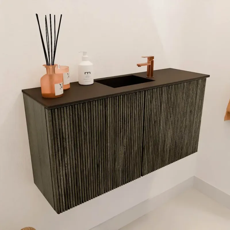Snelle Levering Mondiaz Joya 80cm toiletmeubel shadow met wastafel faye midden 1 kraangat urban