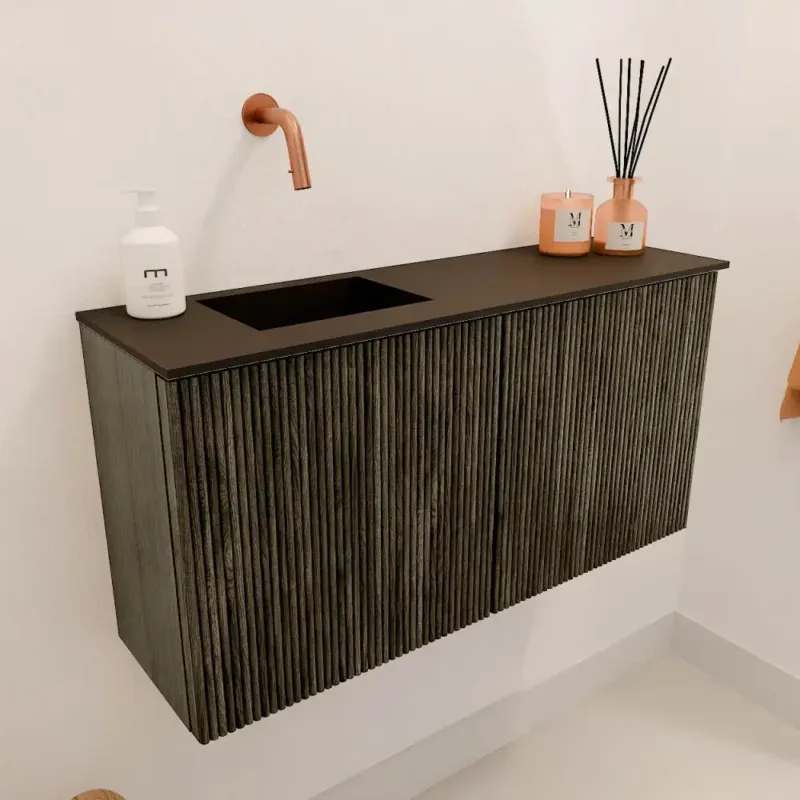 Laatste Kans Mondiaz Joya 80cm toiletmeubel shadow met wastafel faye links zonder kraangat urban