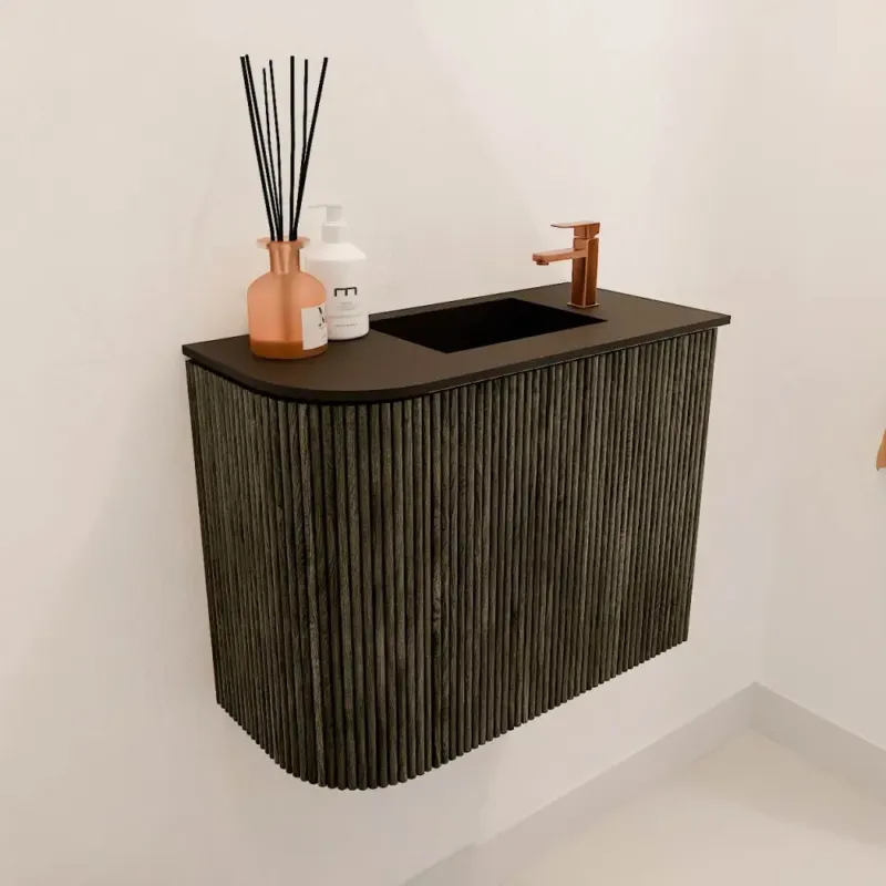 Exclusieve Aanbieding Mondiaz Joya 50cm toiletmeubel ronding links shadow met wastafel faye rechts 1 kraangat urban