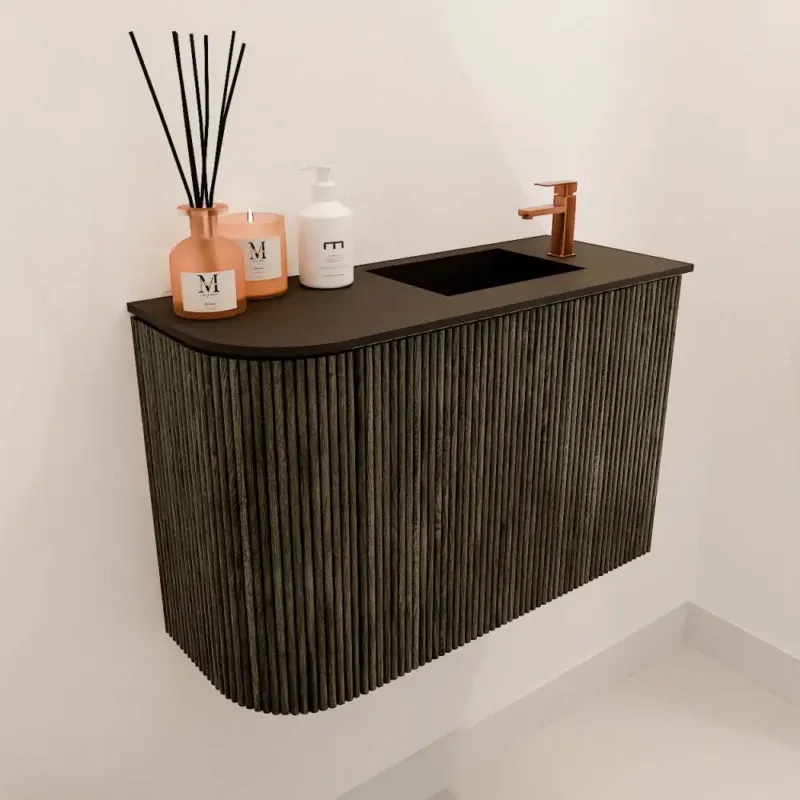 Mondiaz Joya 60cm toiletmeubel ronding links shadow met wastafel faye rechts 1 kraangat urban Populair