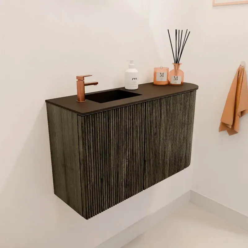 Mondiaz Joya 70cm toiletmeubel ronding rechts shadow met wastafel faye links 1 kraangat urban Veilige Betaling