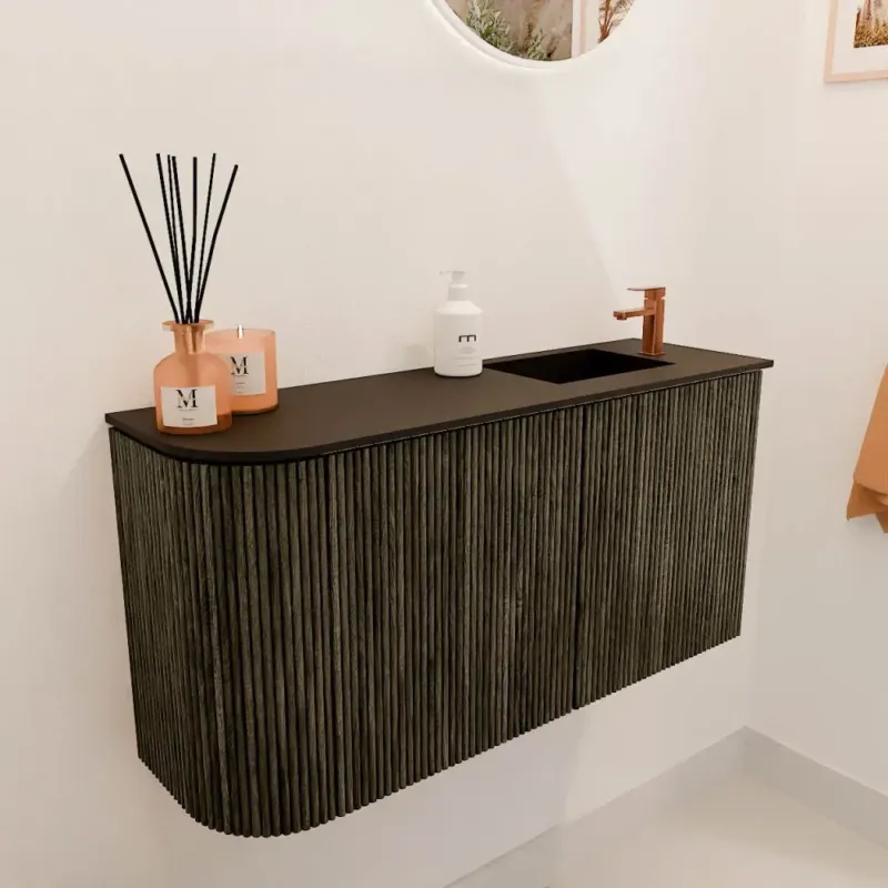 Mondiaz Joya 80cm toiletmeubel ronding links shadow met wastafel faye rechts 1 kraangat urban Direct Verzonden