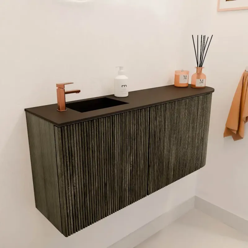 Korting Mondiaz Joya 90cm toiletmeubel ronding rechts shadow met wastafel faye links 1 kraangat urban