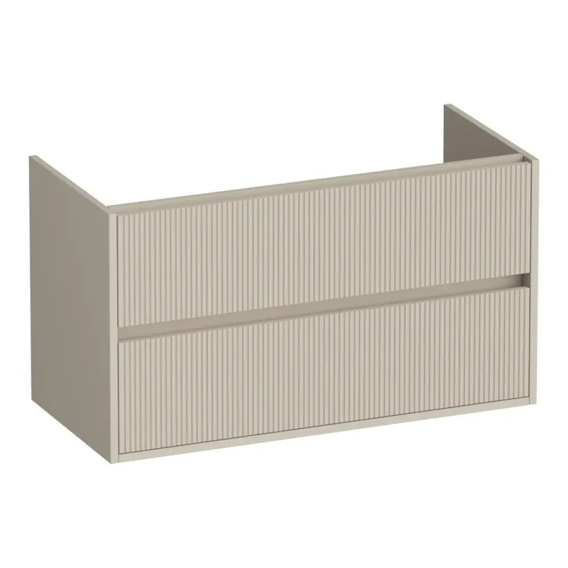 Brauer Adore Wavy onderkast ribbelfront 100cm met 2 softclose lades beige mat Flitsaanbieding