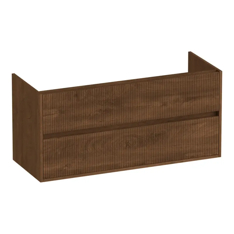 Brauer Adore Wavy onderkast ribbelfront 120cm met 2 softclose lades en 1 sifon uitsparing forest cacao Gecertificeerd