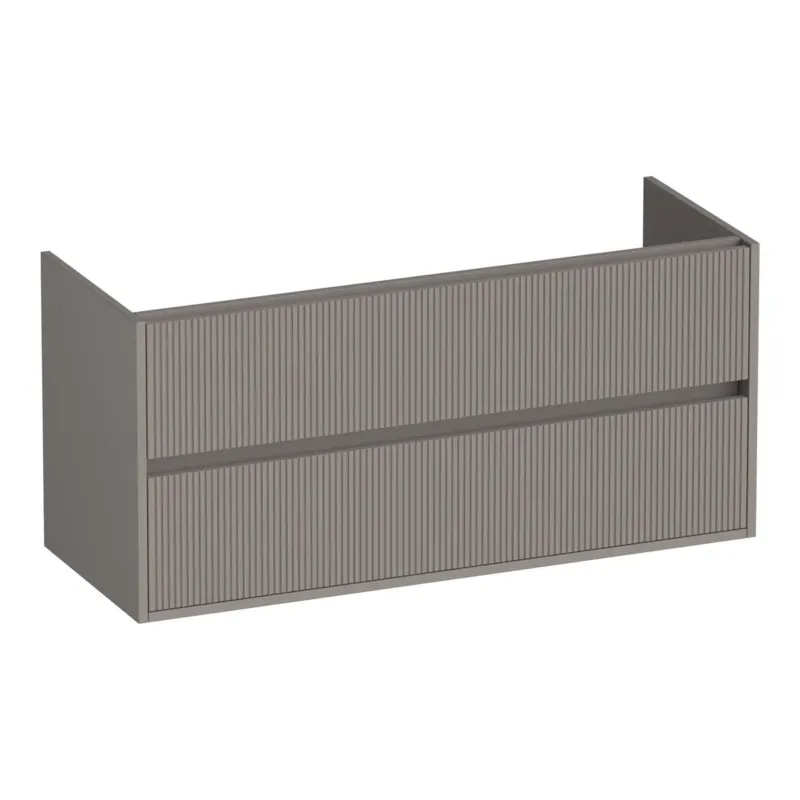 Brauer Adore Wavy onderkast ribbelfront 120cm met 2 softclose lades en 1 sifon uitsparing taupe mat Dagaanbieding