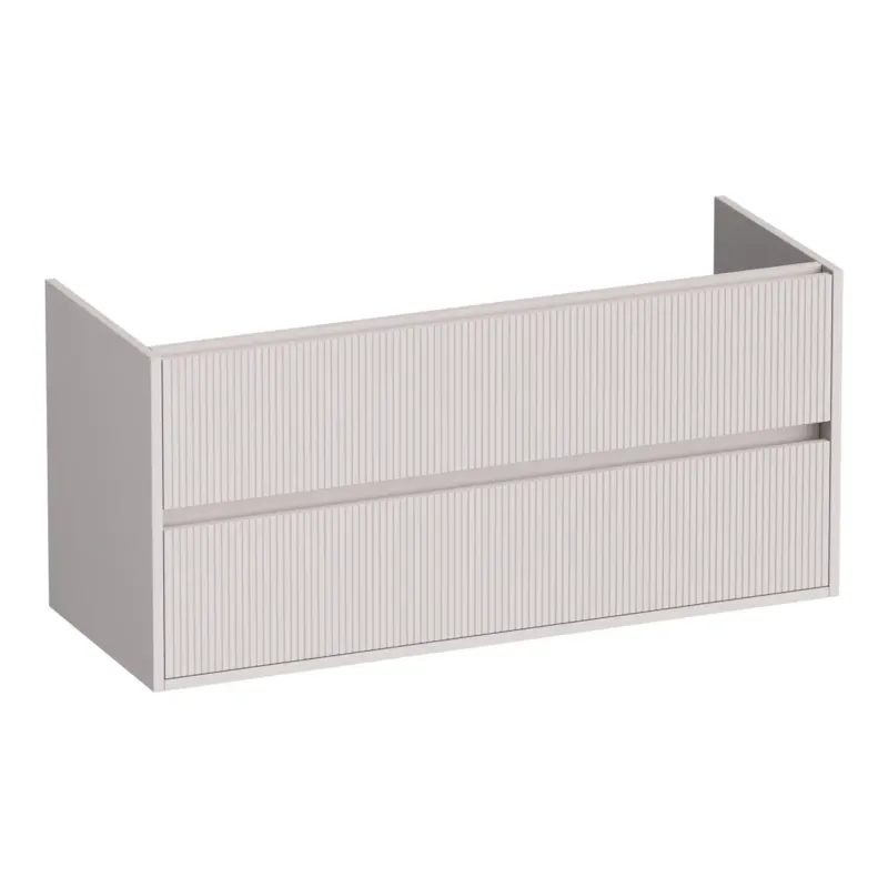 Brauer Adore Wavy onderkast ribbelfront 120cm met 2 softclose lades en 1 sifon uitsparing zand mat Premium