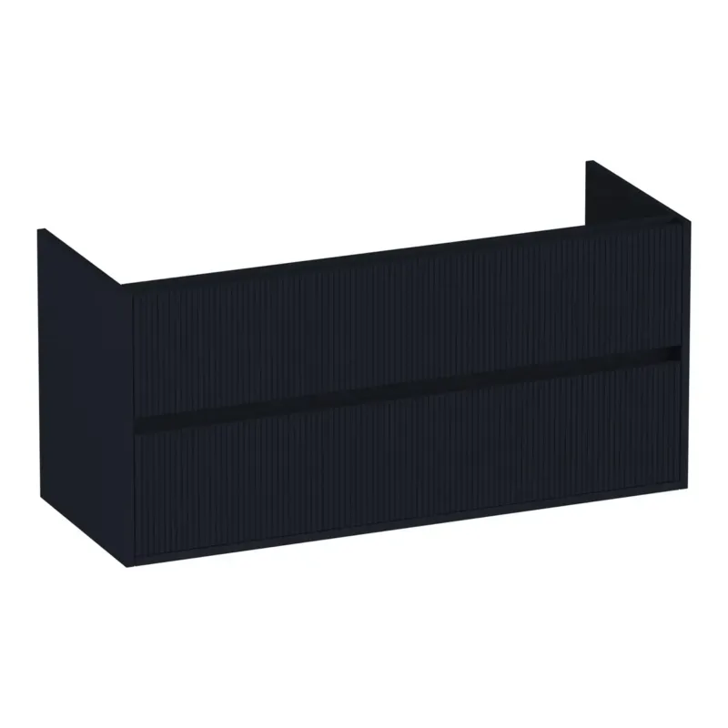 Brauer Adore Wavy onderkast ribbelfront 120cm met 2 softclose lades en 1 sifon uitsparing zwart mat Beperkte Voorraad