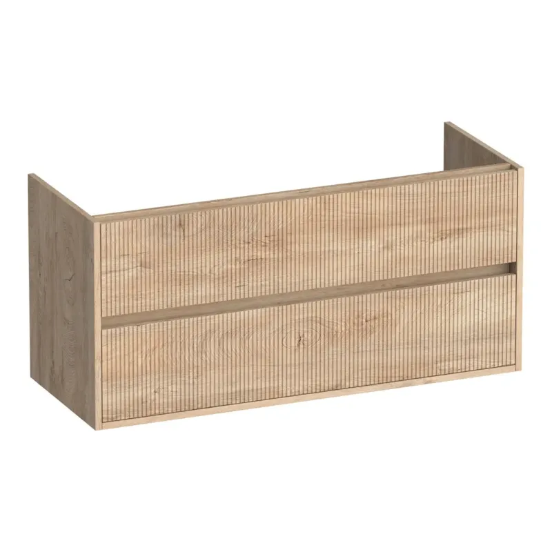 Brauer Adore Wavy onderkast ribbelfront 120cm met 2 softclose lades en 2 sifon uitsparingen forest wheat Superprijs