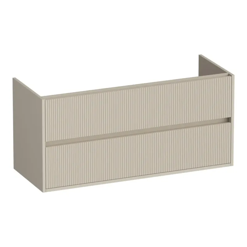 Brauer Adore Wavy onderkast ribbelfront 120cm met 2 softclose lades en 2 sifon uitsparingen beige mat Betaalbaar